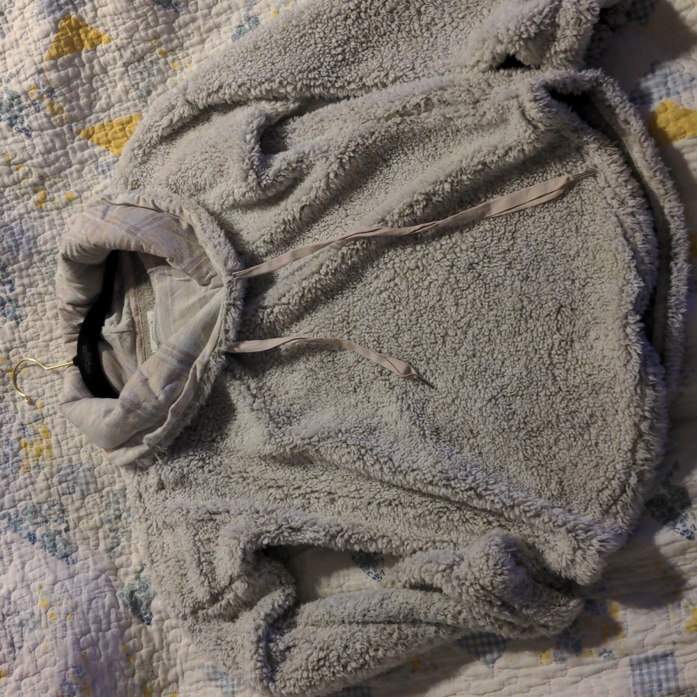 Soft plush grey pull over cowl neck sweater